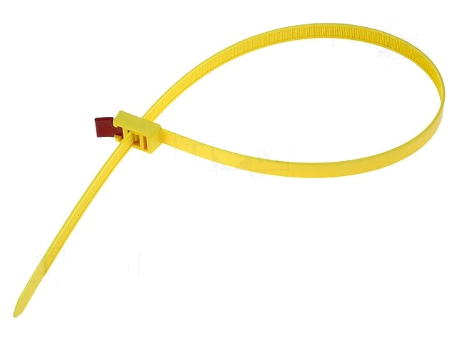 Kabelbinder; losmaakbaar; L: 750mm; W: 13mm; polyamide; 888N; geel Kabelbinder; losmaakbaar; L: 750mm; W: 13mm; polyamide; 888N; geel
